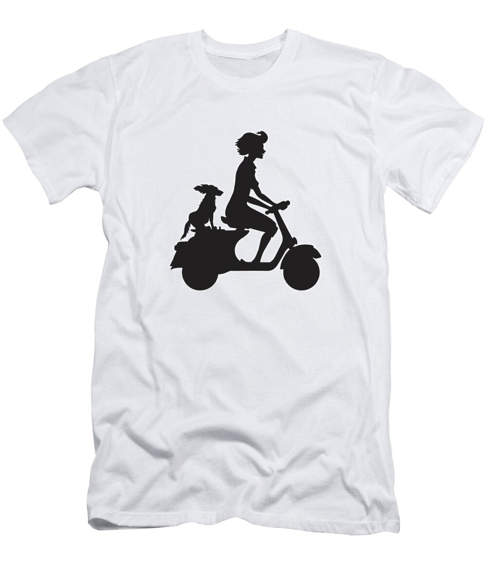 Silhouette of Woman on Scooter Csa Images T-Shirt