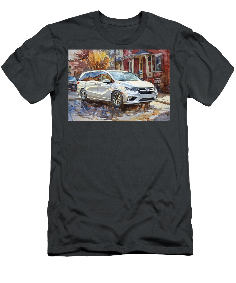 Silver Honda Odyssey Minivan Watercolor Painting Kari Goldfalse T-Shirt