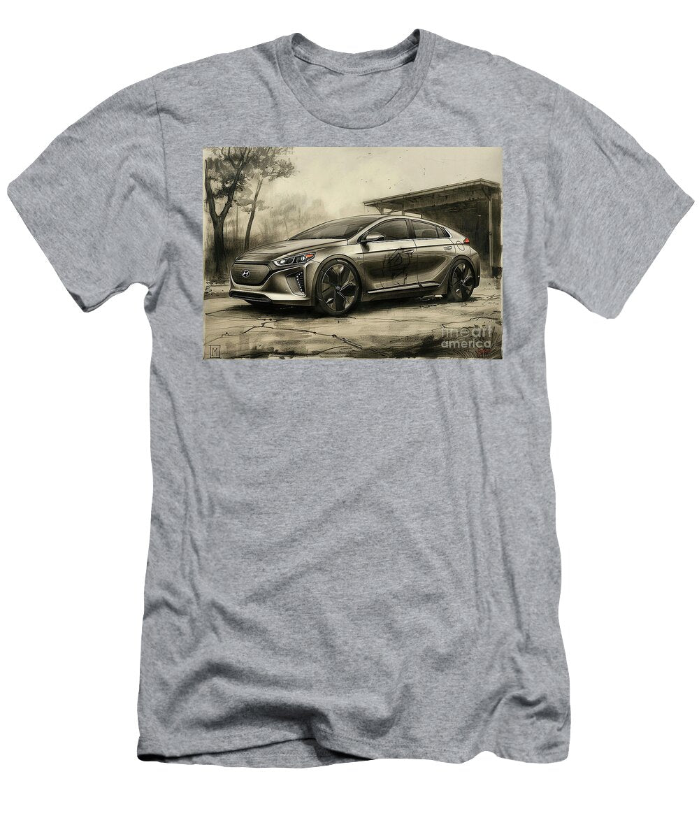 Sketch of a Modern Hyundai Ioniq Car Design Automotive Illustration Lowell Harann T-Shirt