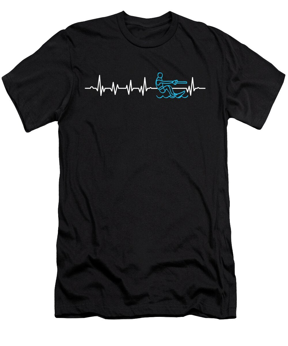 Skiing Motorboat Water Sports Waterskier Ocean Waterski Heartbeat Skiing Gift Thomas Larch T-Shirt