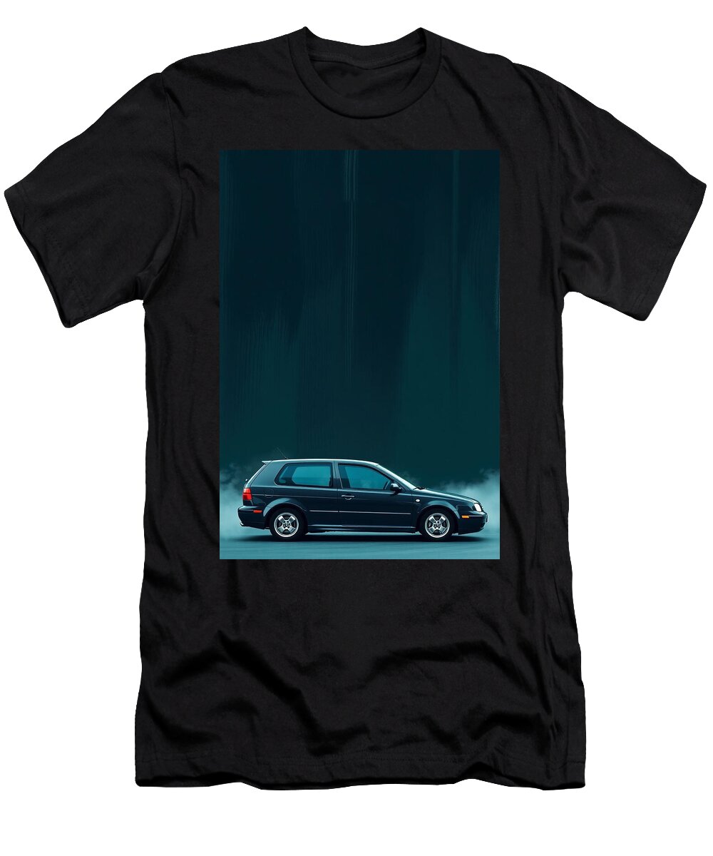 Sleek Black Hatchback At Rest Carstoon Concept T-Shirt