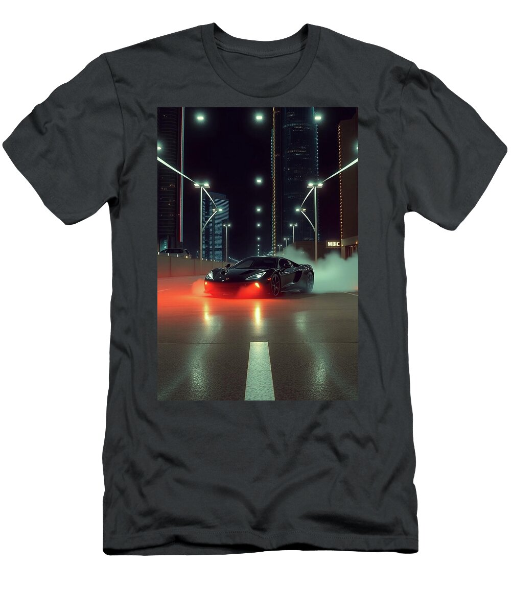 Sleek Car Drifting At Night Carstoon Concept T-Shirt
