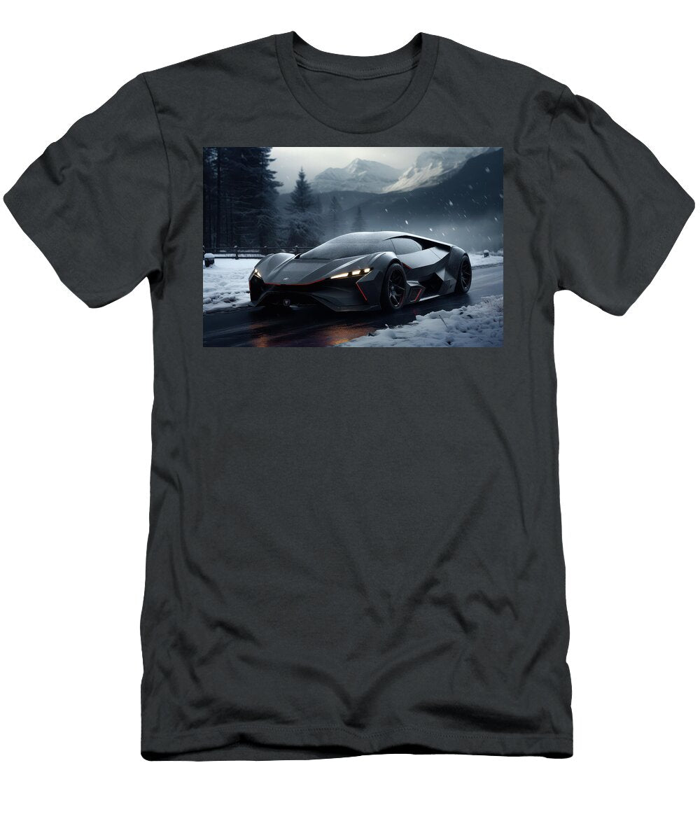 Sleek Car in Snowy Mountains Evie Carrier T-Shirt