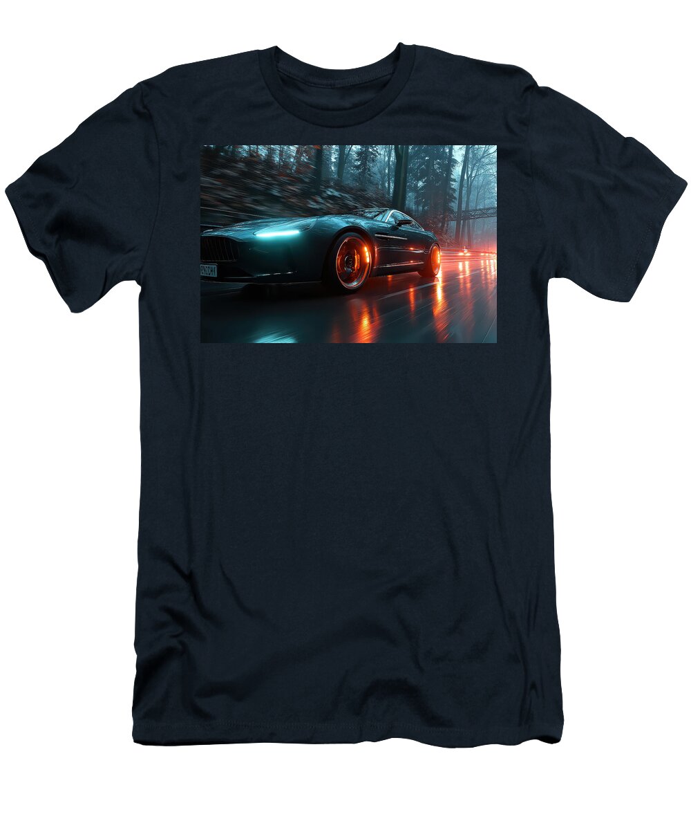 Sleek Car on Rainy Road Evie Carrier T-Shirt