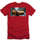 Sleek Orange Sports Car on Wet Street Evie Carrier T-Shirt