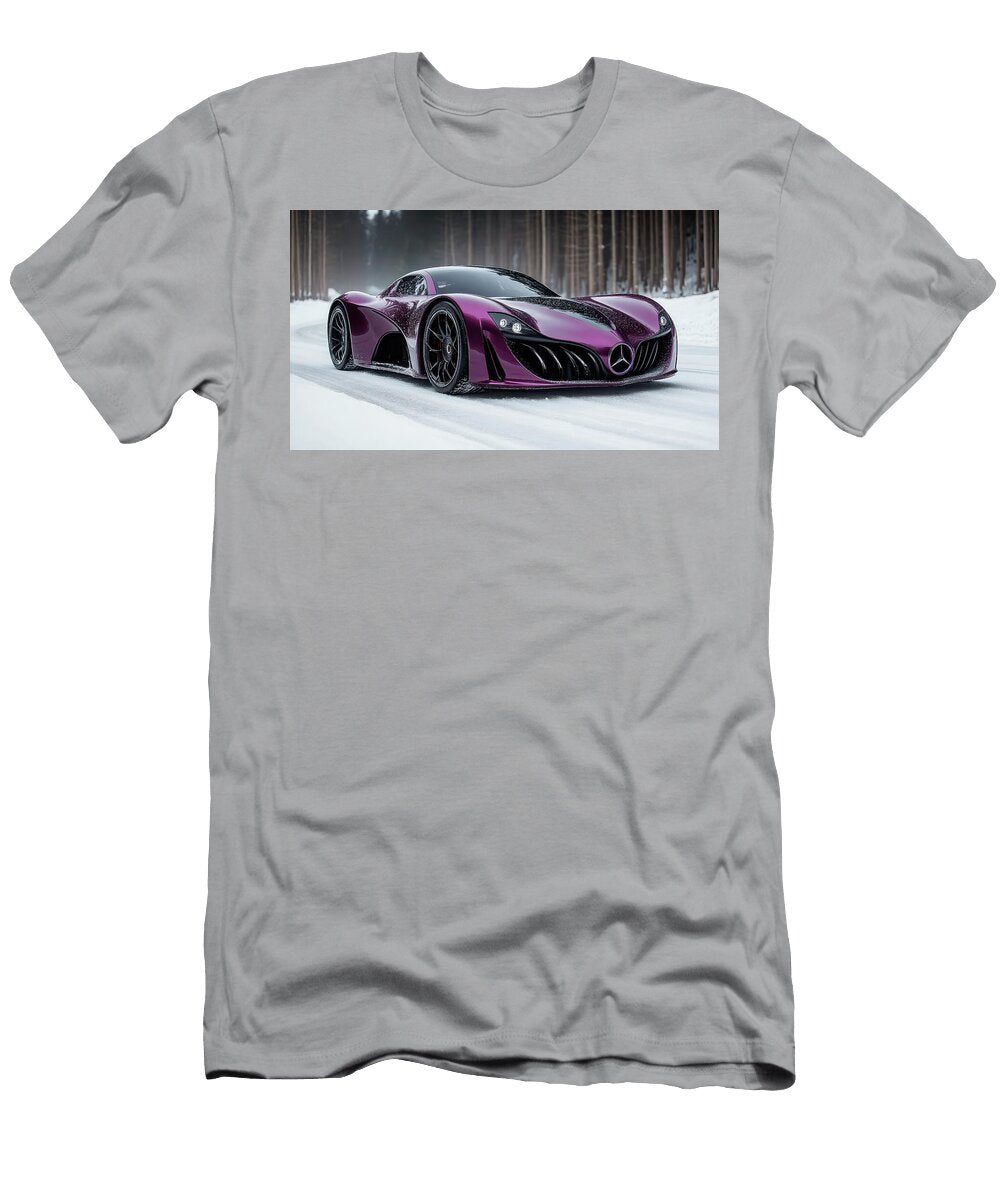 Sleek Purple Car in Snowy Forest Evie Carrier T-Shirt