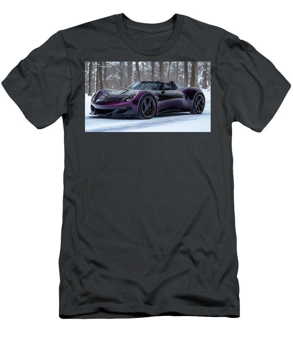 Sleek Purple Sports Car in Snow Evie Carrier T-Shirt