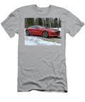 Sleek Red Sports Car in Snow Evie Carrier T-Shirt