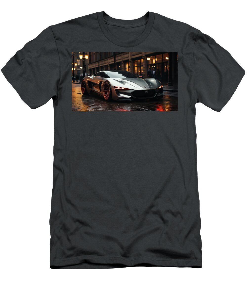 Sleek Silver Supercar At Dusk Evie Carrier T-Shirt
