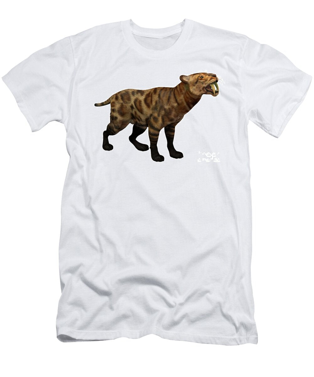 Smilodon Cat on White Corey Ford T-Shirt