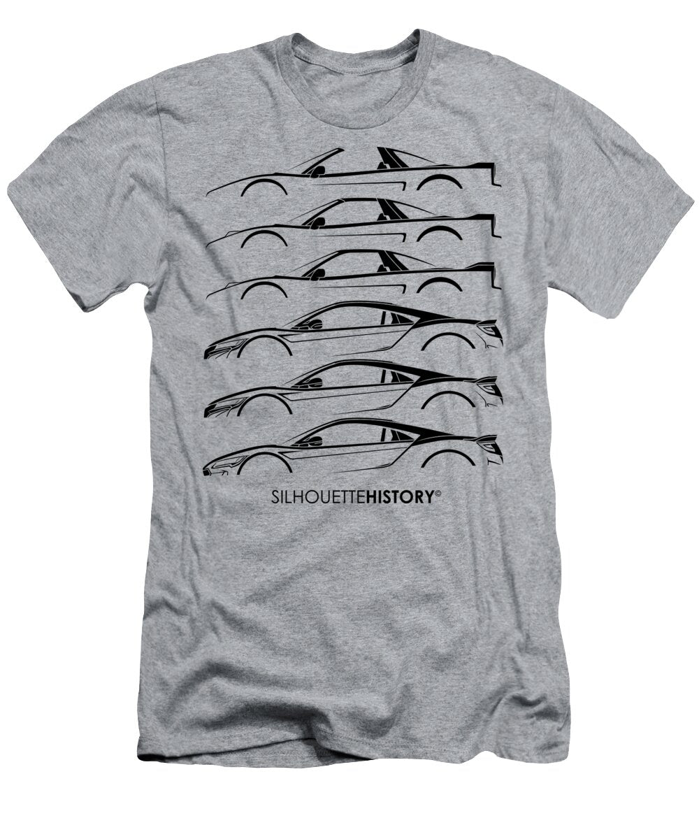 Soichiro Six Sports Cars Black Silhouettehistory Gabor Vida T-Shirt