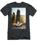 Spain Balearic Islands Mallorca Mediterranean Sea Illes Balears District Serra De Tramuntana Deia Scooter in Deia a Hilltop Village in the Tramuntana Mountain Range Richard Taylor T-Shirt