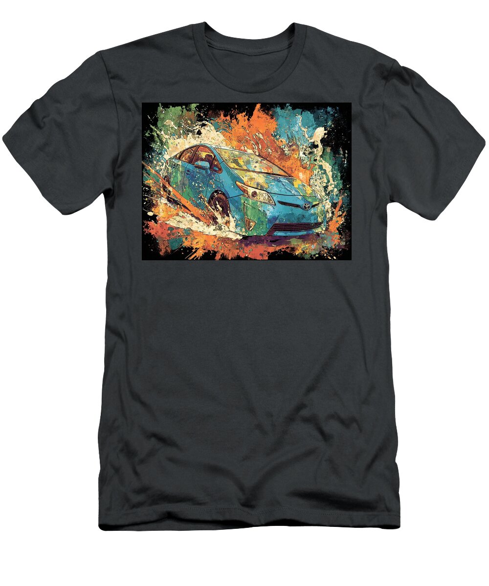 Splashy Blue Car in Motion Toyota Prius 2010 Hatchback Abstract Art Colorful Car Vibrant Abstract Ca Hollie Love T-Shirt