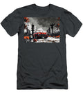 Spooky Halloween Night with a Red Convertible Mini Roadster and Jack O Lanterns Clark Leffler T-Shirt