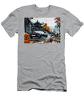 Sports Aston Martin Vantage Roadster in Autumn Landscape with Halloween Pumpkins Clark Leffler T-Shirt