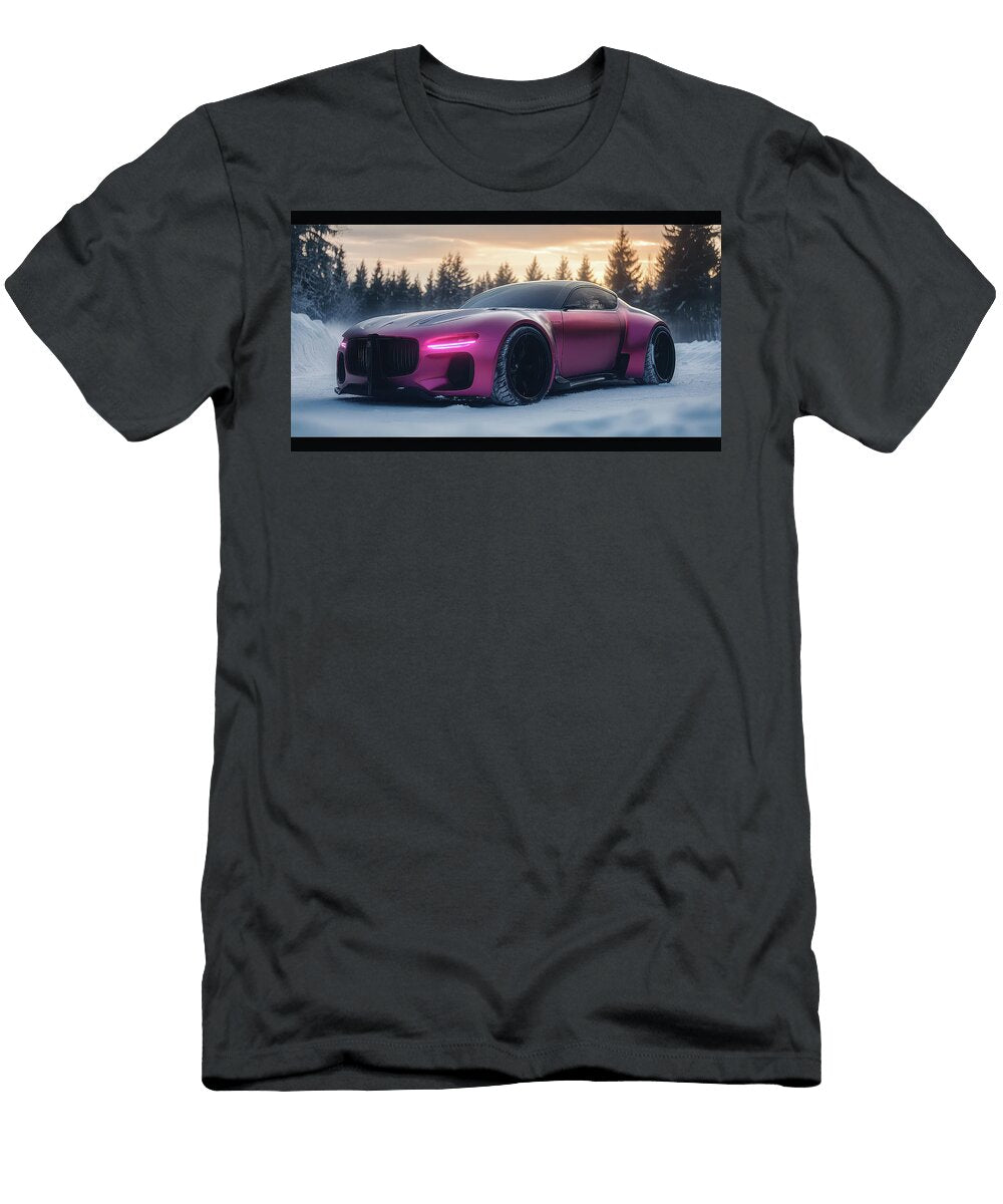 Sportscar in Snowy Forest Evie Carrier T-Shirt