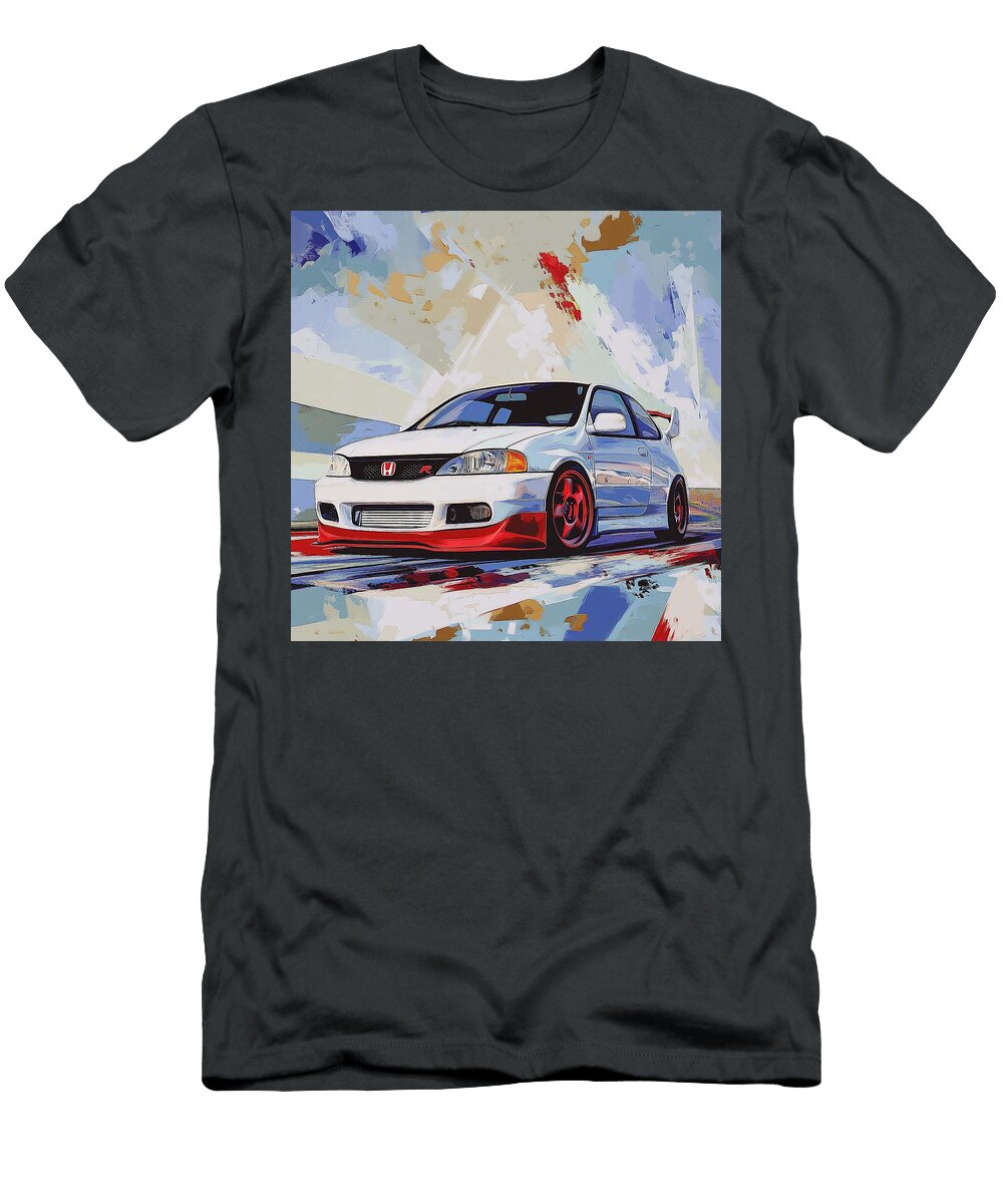 Sporty Car Fast Vehicle Honda Civic Type R 2001 Japan Hatchback Jdm Car Abstract Art Grayson Sheppard T-Shirt
