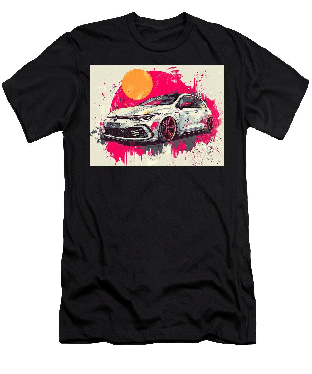Sporty Car on Vibrant Background Volkswagen Golf Gti 2023 Hatchback Colorful Car Abstract Design Abs Hollie Love T-Shirt