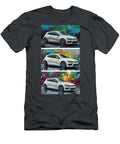 Sporty White Hatchback Against Colorful Background Preslaire Charles T-Shirt
