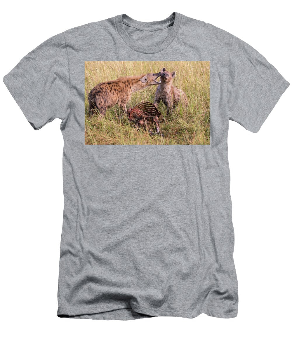 Spotted Hyena Interaction Over Carcass Masai Mara Hermann Brehm Natureplcom T-Shirt