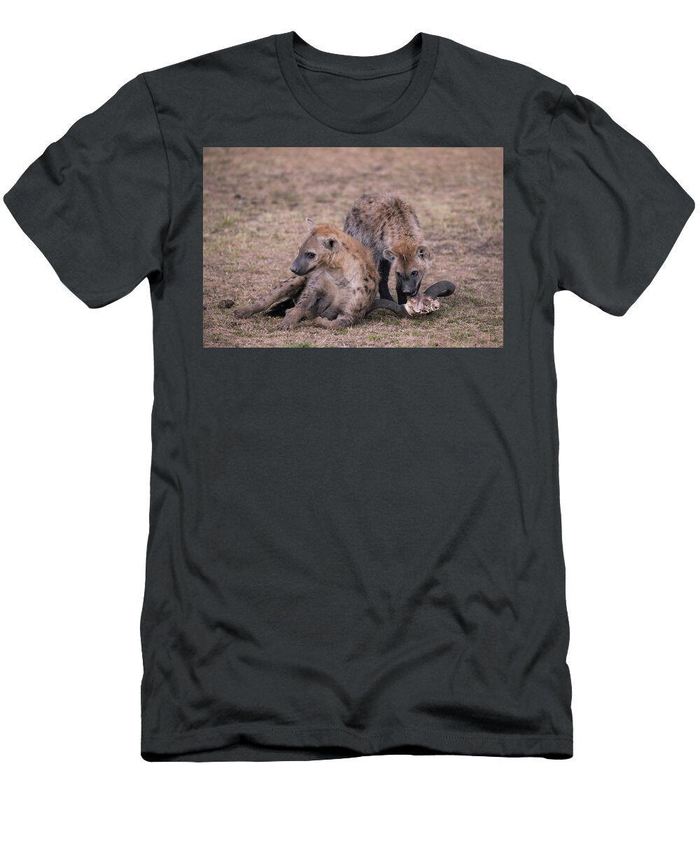 Spotted Hyena with Wilderbeest Skull Masai Mara Hermann Brehm Natureplcom T-Shirt