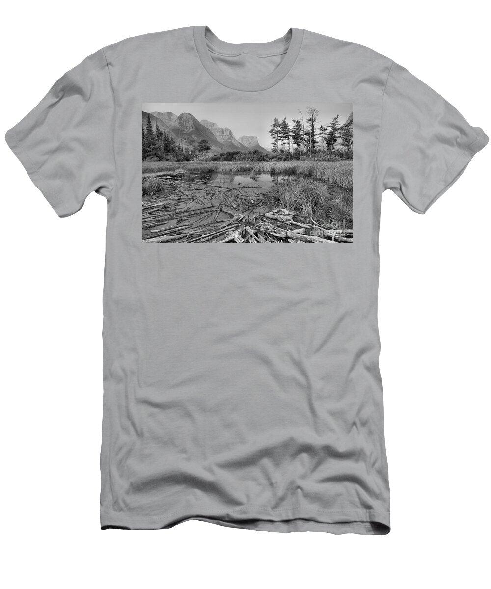 St Mary Wetlands Sunrise Black and White Adam Jewell T-Shirt