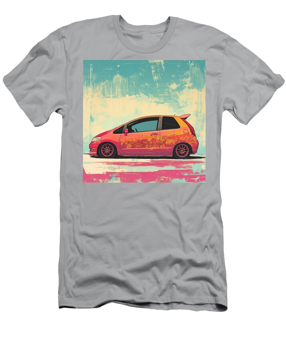 Street Art Colorful Car Honda Fit 2001 Japan Hatchback Jdm Car Modern Vehicle Grayson Sheppard T-Shirt