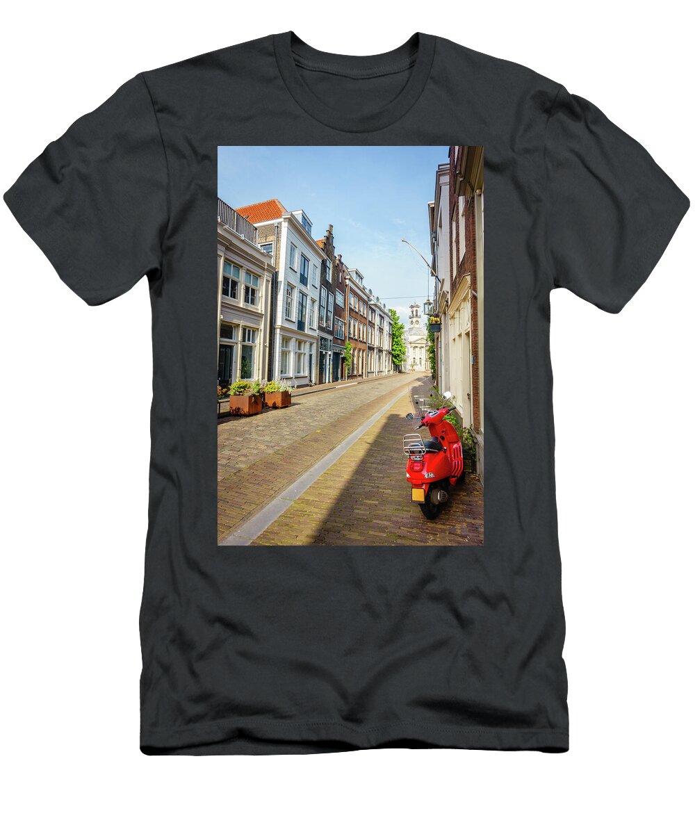 Street in Dordrecht and a Red Scooter Alexey Stiop T-Shirt