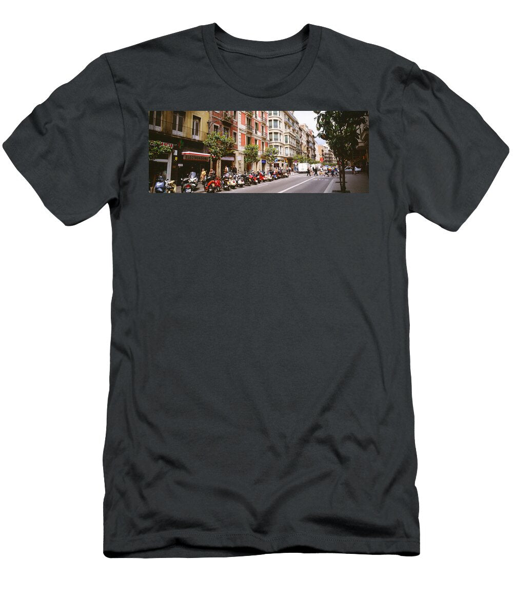 Street Scene Barcelona Spain Panoramic Images T-Shirt