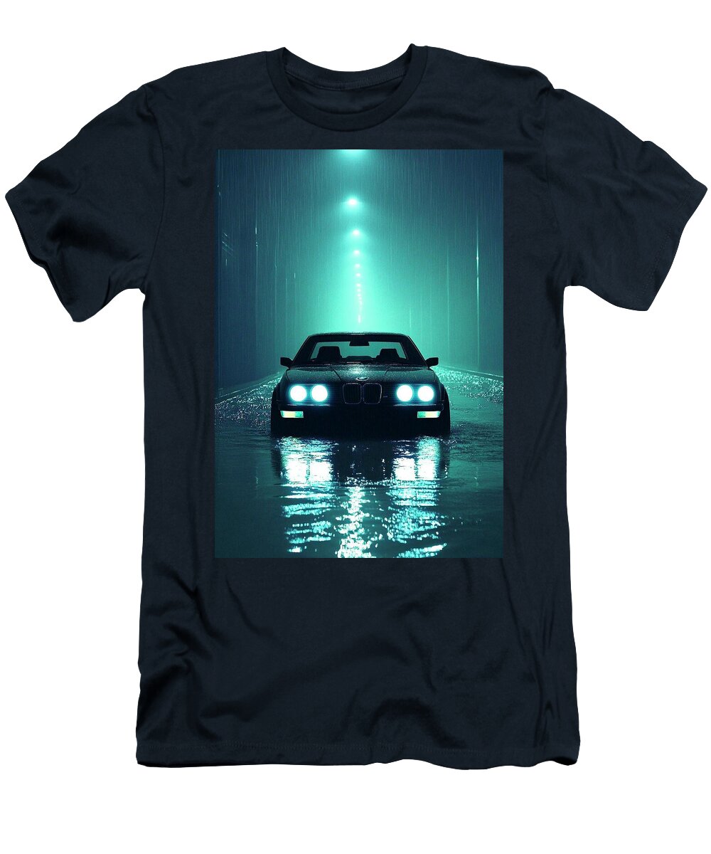 Stylish Car in a Rainy Night Donato Williamson T-Shirt
