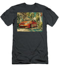 Stylized Red Car Among Trees Toyota Prius 2003 Hatchback Urban Scene Colorful Car Vibrant City Car Hollie Love T-Shirt