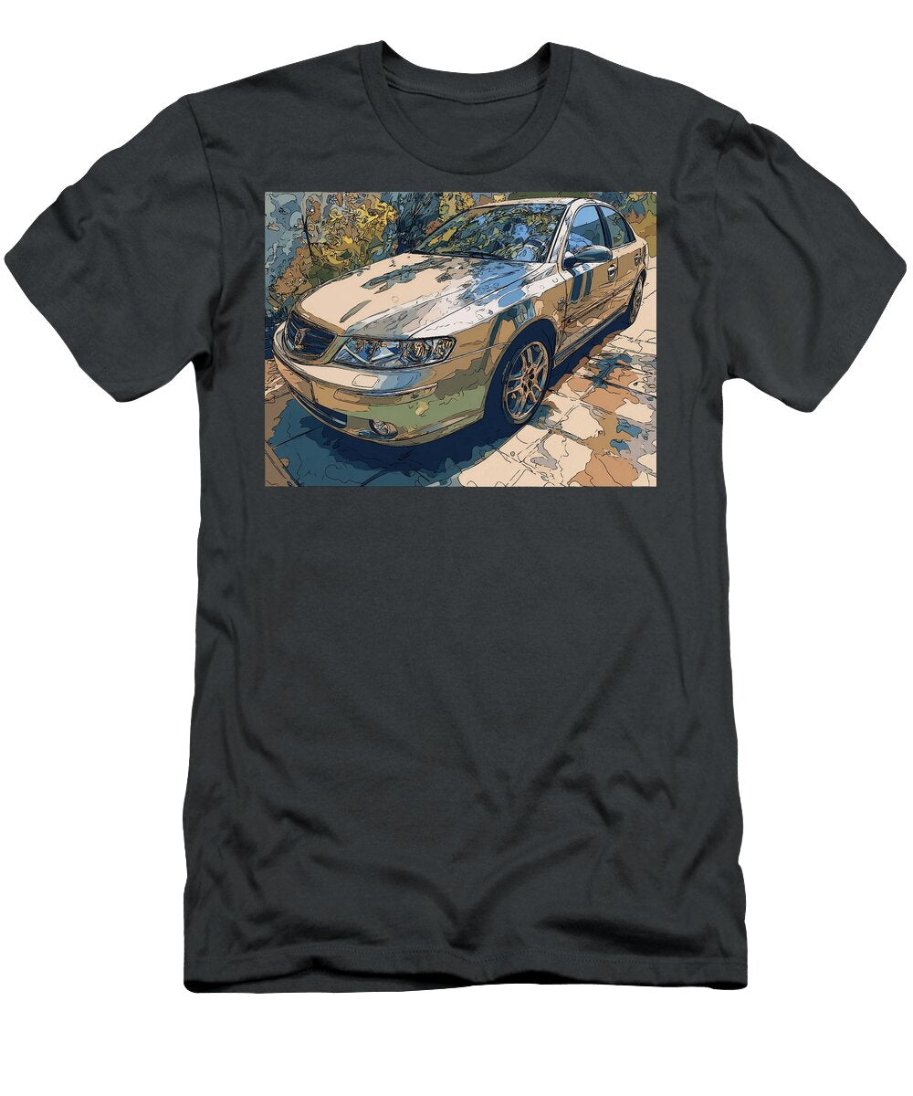 Stylized Sedan with Reflections Saab 9 5 2003 Sedan Cartoon Car Stylish Vehicle Cartoon Car Illustra Hollie Love T-Shirt
