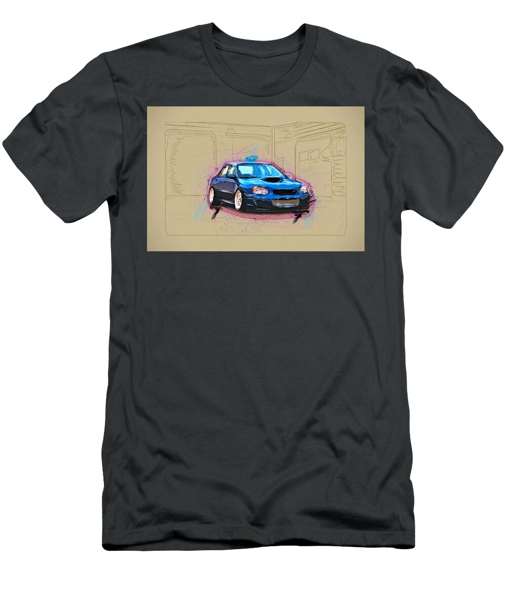 Subaru Impreza Wrx Sti Exterior Blue Sports Sedan Lowrider Japanese Cars Ola Kunde T-Shirt