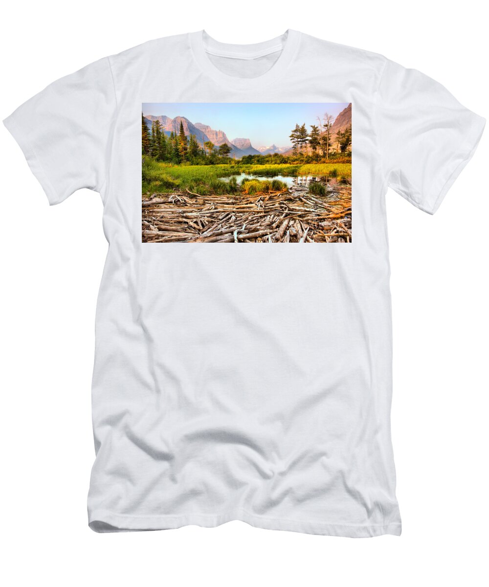 Sunrise Over the Driftwood Wetlands Adam Jewell T-Shirt