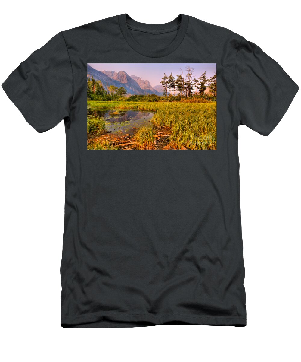 Sunrise Over the Glacier Wetlands Adam Jewell T-Shirt