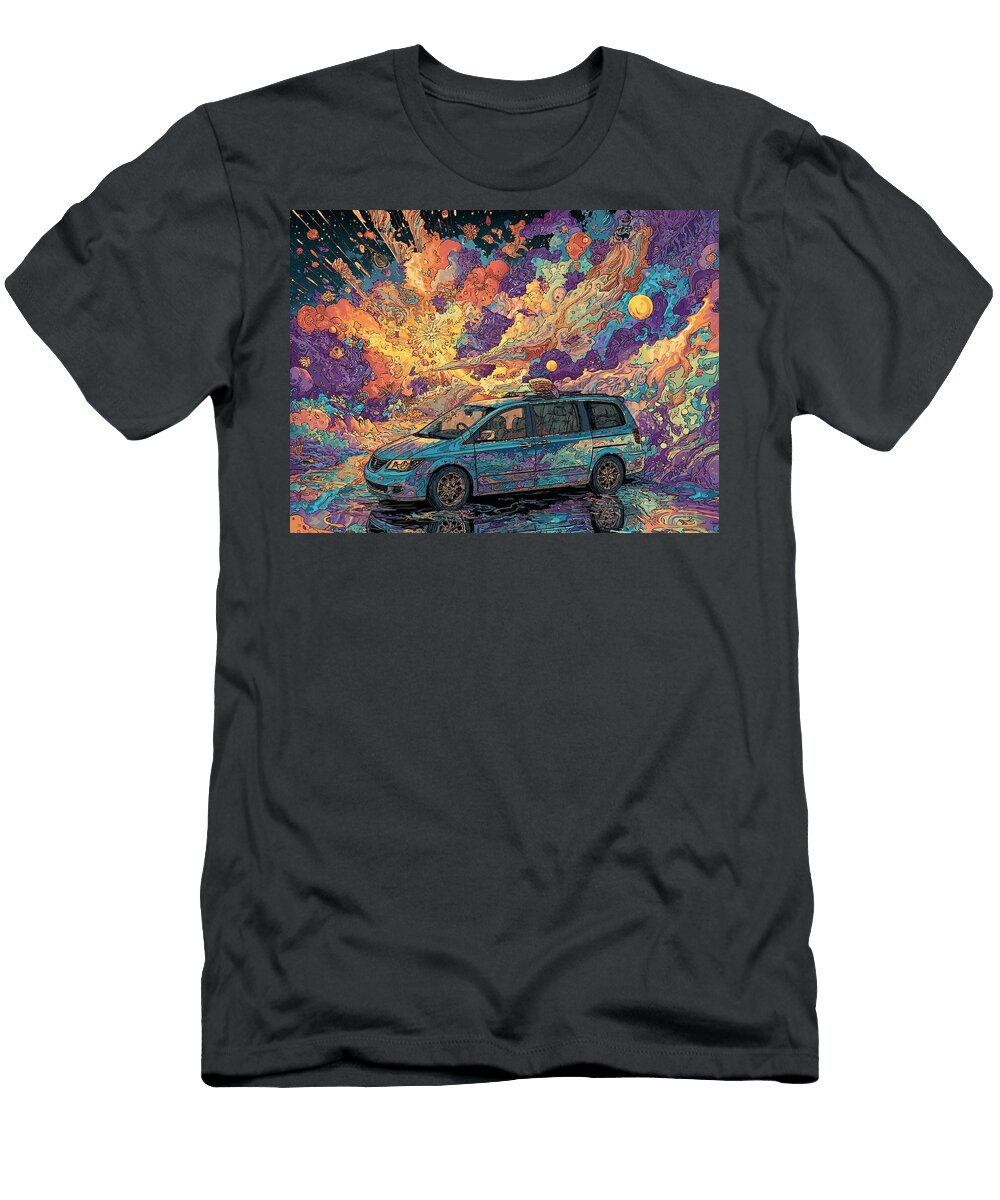 Surreal Minivan in a Cosmic Scene Saturn Relay 2005 Minivan Abstract Landscape Psychedelic Art Psych Hollie Love T-Shirt