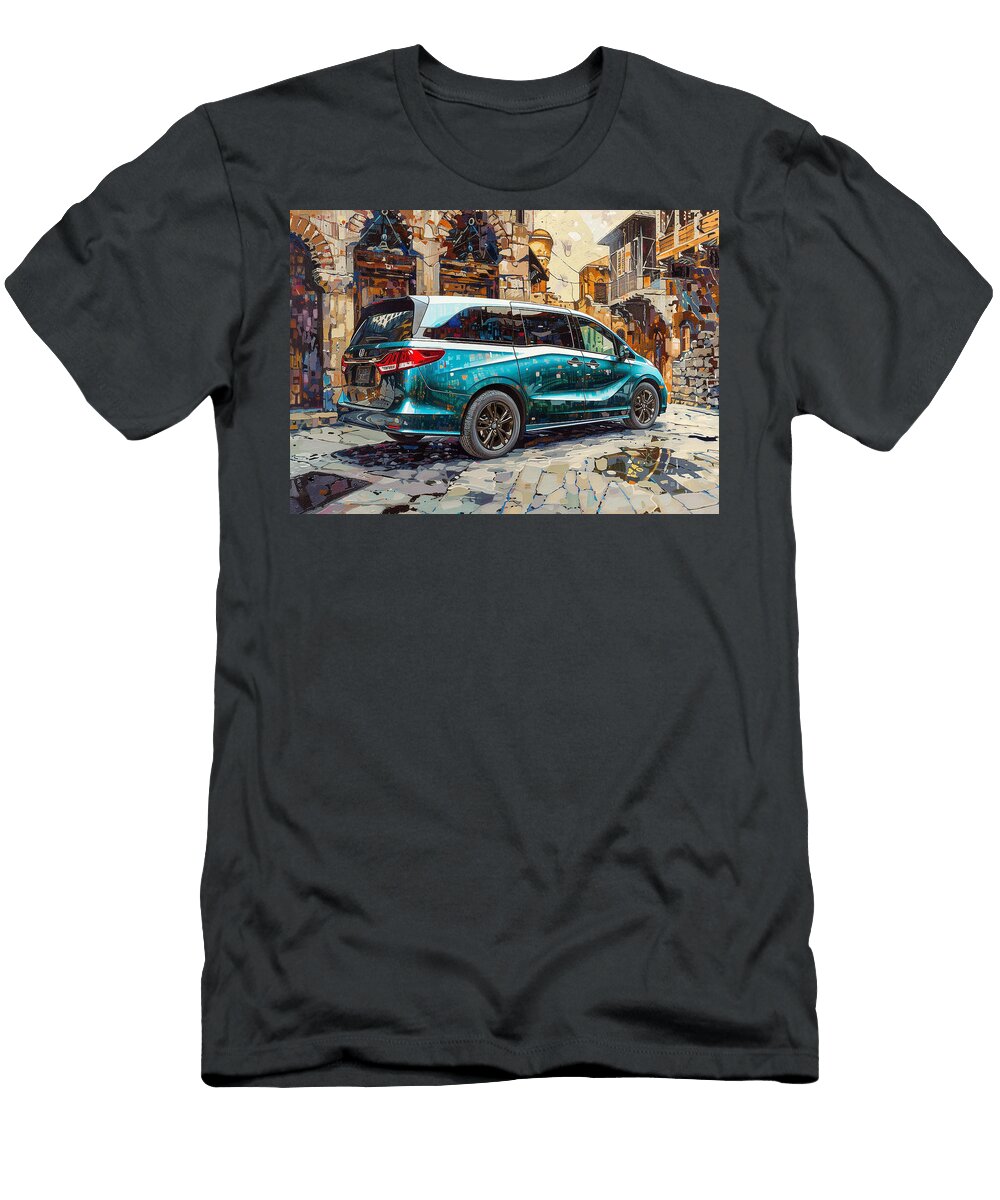 Teal Honda Odyssey Minivan Parked on a City Street Kari Goldfalse T-Shirt