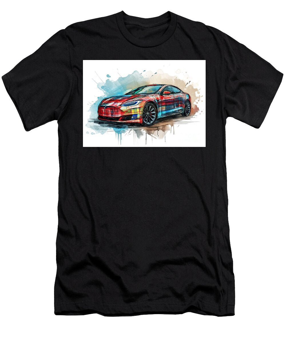 Tesla Model S Plaid Automotive Artistic Clark Leffler T-Shirt