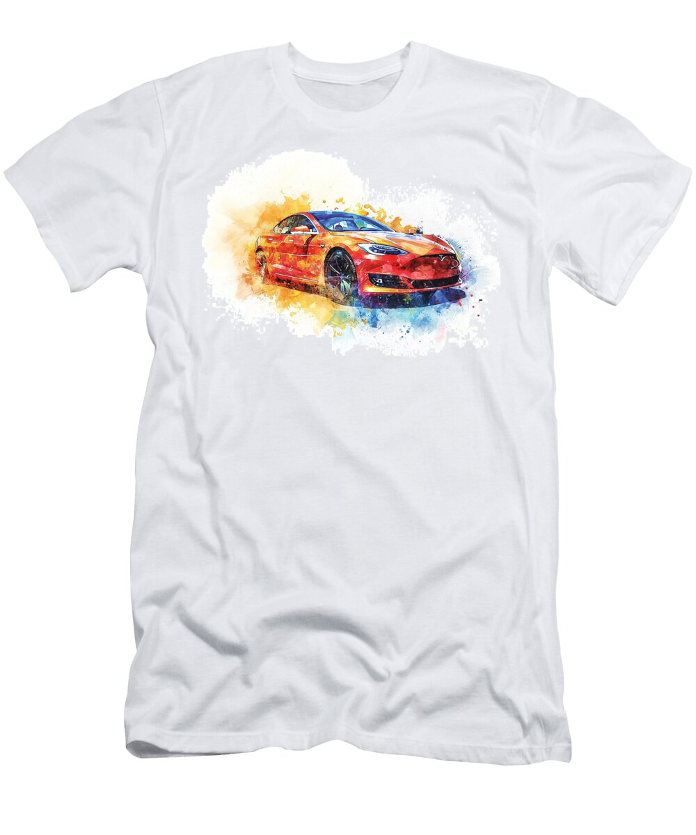 Tesla Model Z Auto Vibrant Colors Clark Leffler T-Shirt