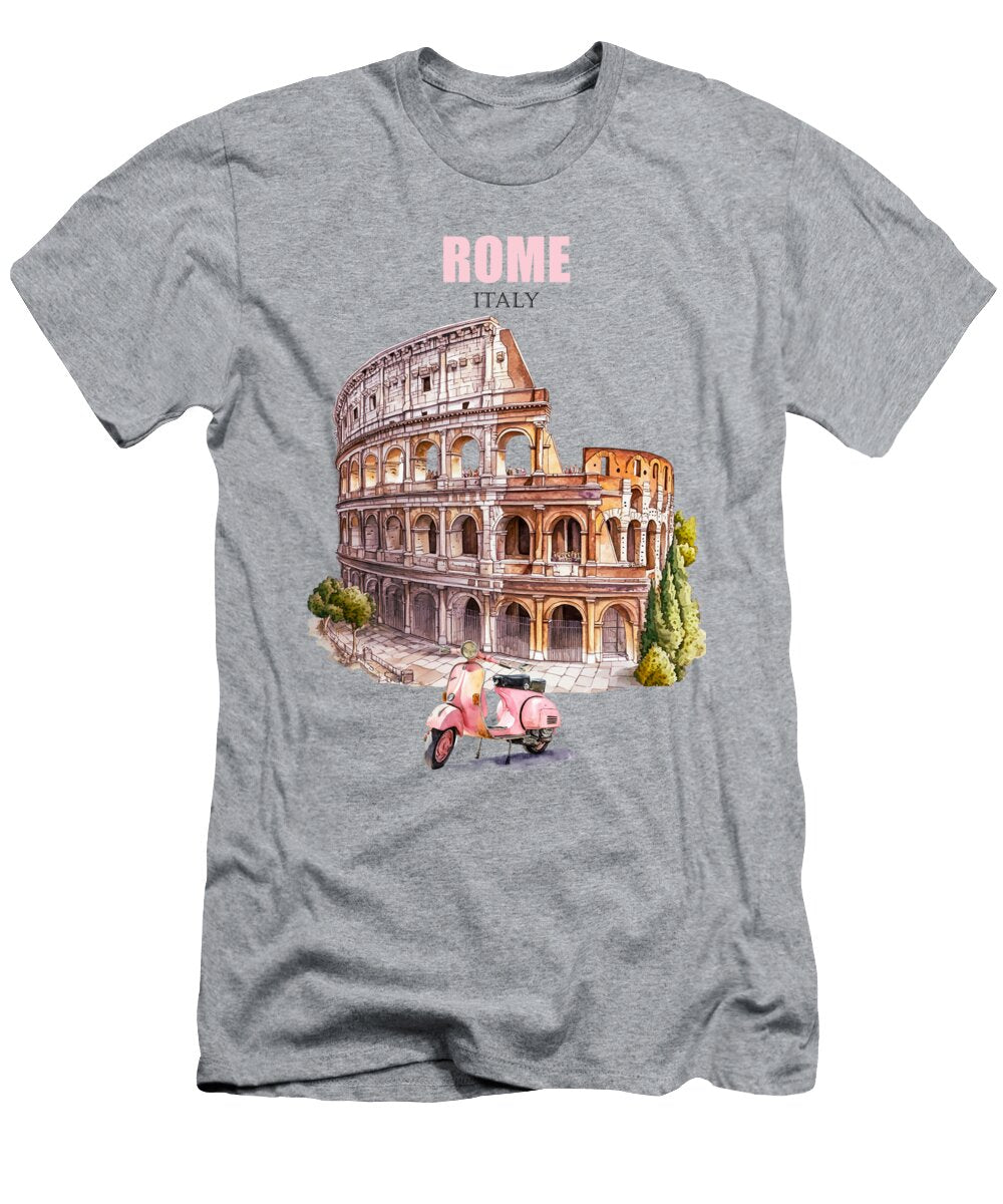 The Colosseum in Rome Italy Retro Art Johanna Hurmerinta T-Shirt