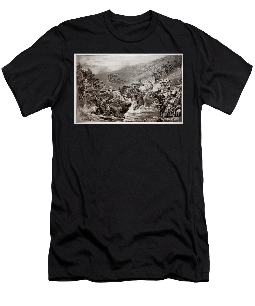The Dash for Kimberley the 10th Hussars Crossing Klip Drift After a Sketch By Gd Giles Fl1890 John Charlton T-Shirt