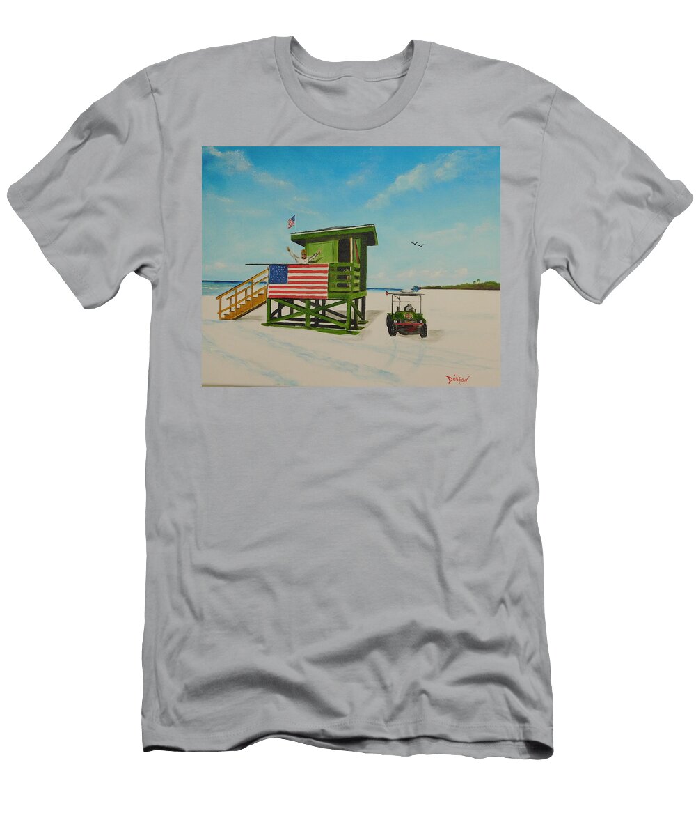 The Legend Scooter on Siesta Key Beach Lloyd Dobson T-Shirt