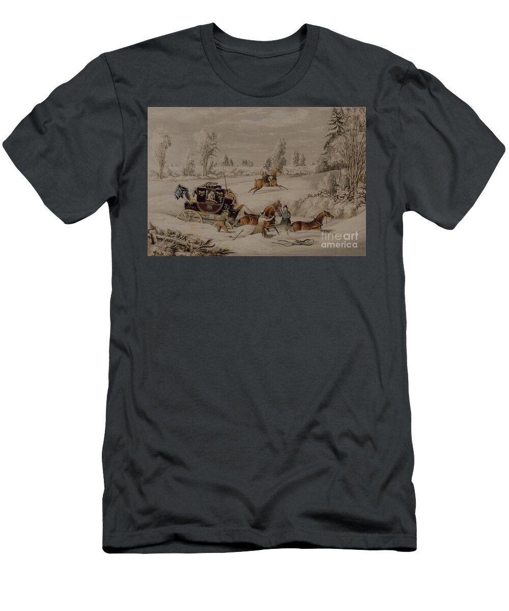 The Mail Coach in a Drift of Snow 1825 James Pollard T-Shirt