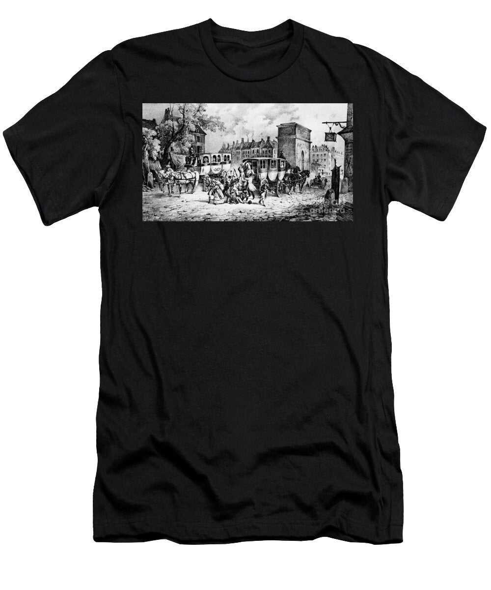 The Omnibus 1830 Engraving French School T-Shirt