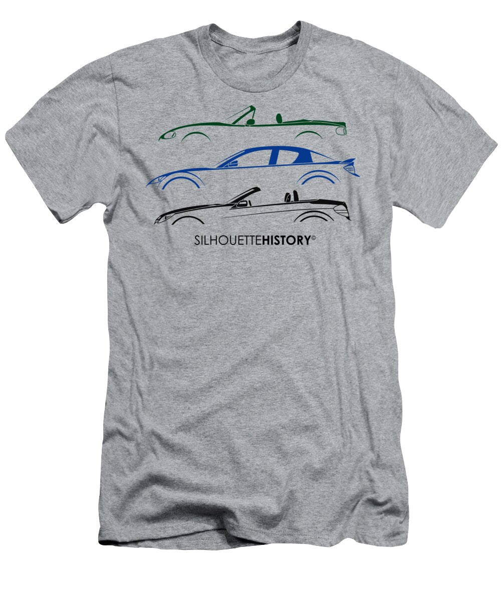 Three Sports Cars Custom Silhouettehistory Gabor Vida T-Shirt