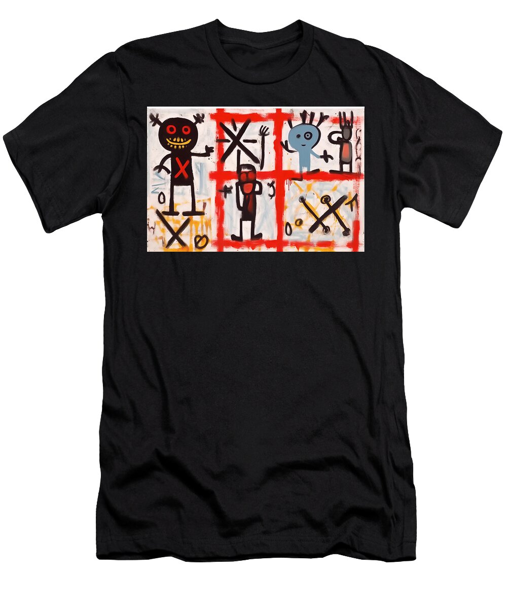 Tic Tac Toe and Xo Game Collide Ai Abstract Art That Elevates Your Space Olfactoart Studio T-Shirt