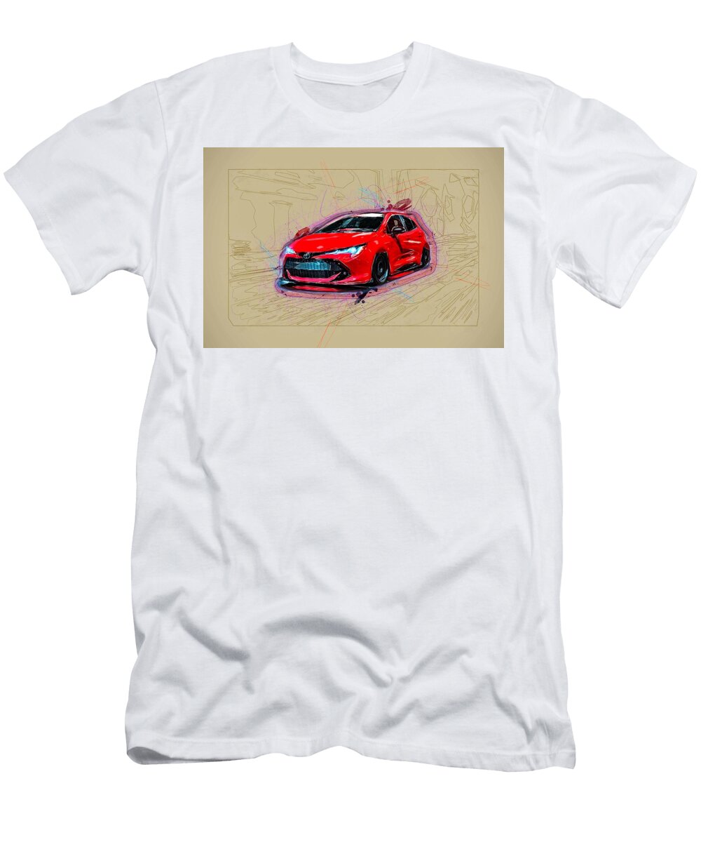 Toyota Corolla Tuning 2021 Cars Red Hatchback Supercars Hightway Japanese Ola Kunde T-Shirt