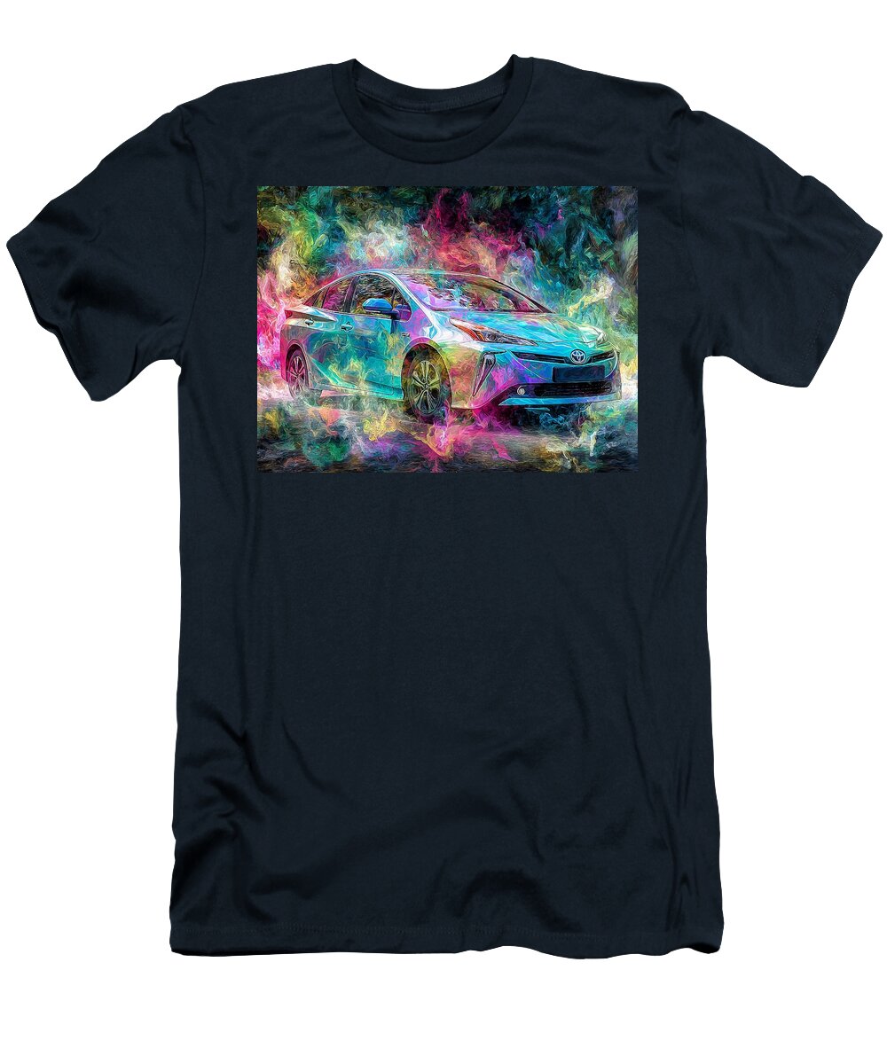 Toyota Prius 2023 Hybrid Hatchback Abstract Art Colorful Car Vibrant Abstract Car Art Hollie Love T-Shirt