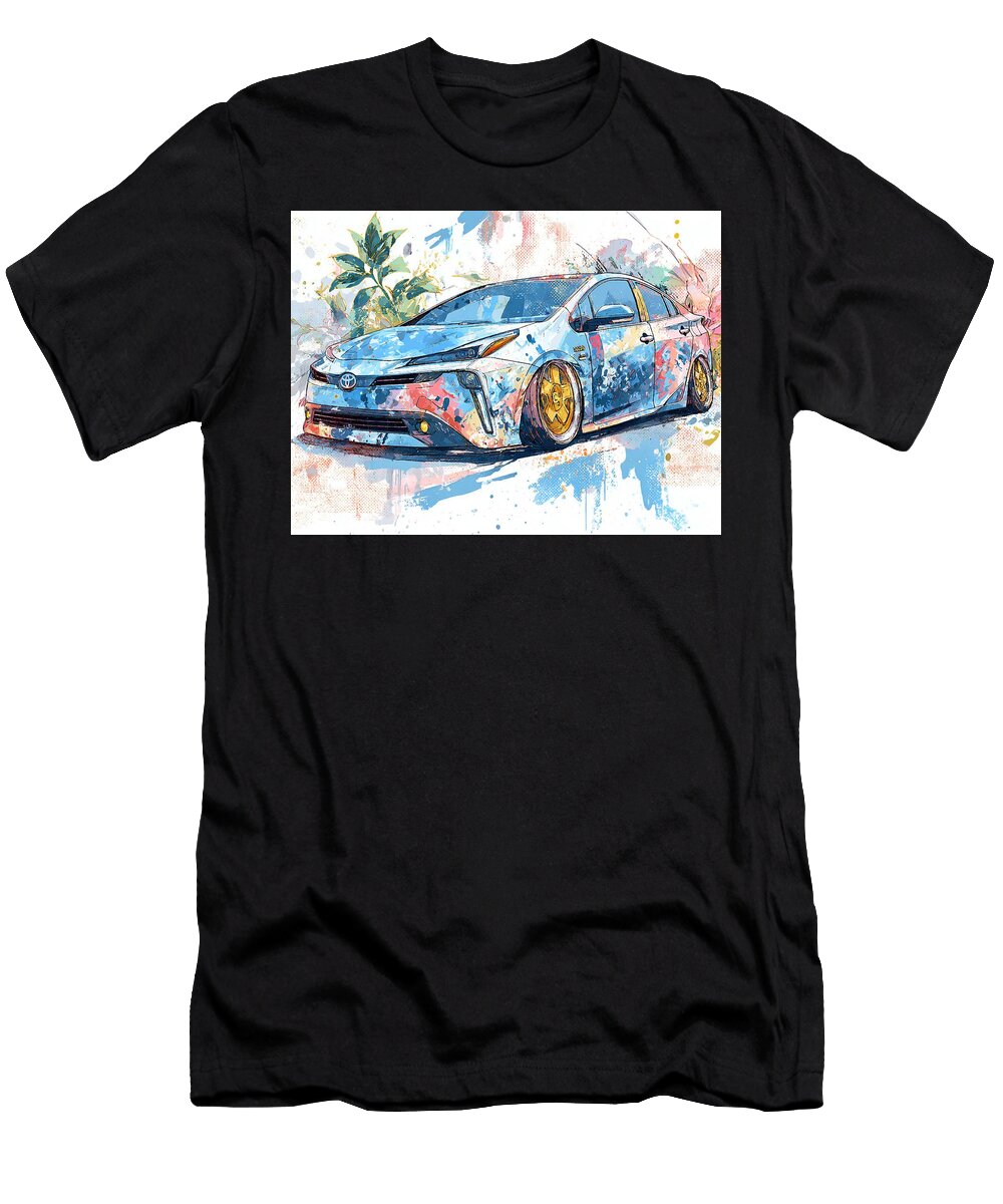 Toyota Prius 2023 Hybrid Hatchback Modern Design Colorful Car Vibrant Car Art Hollie Love T-Shirt