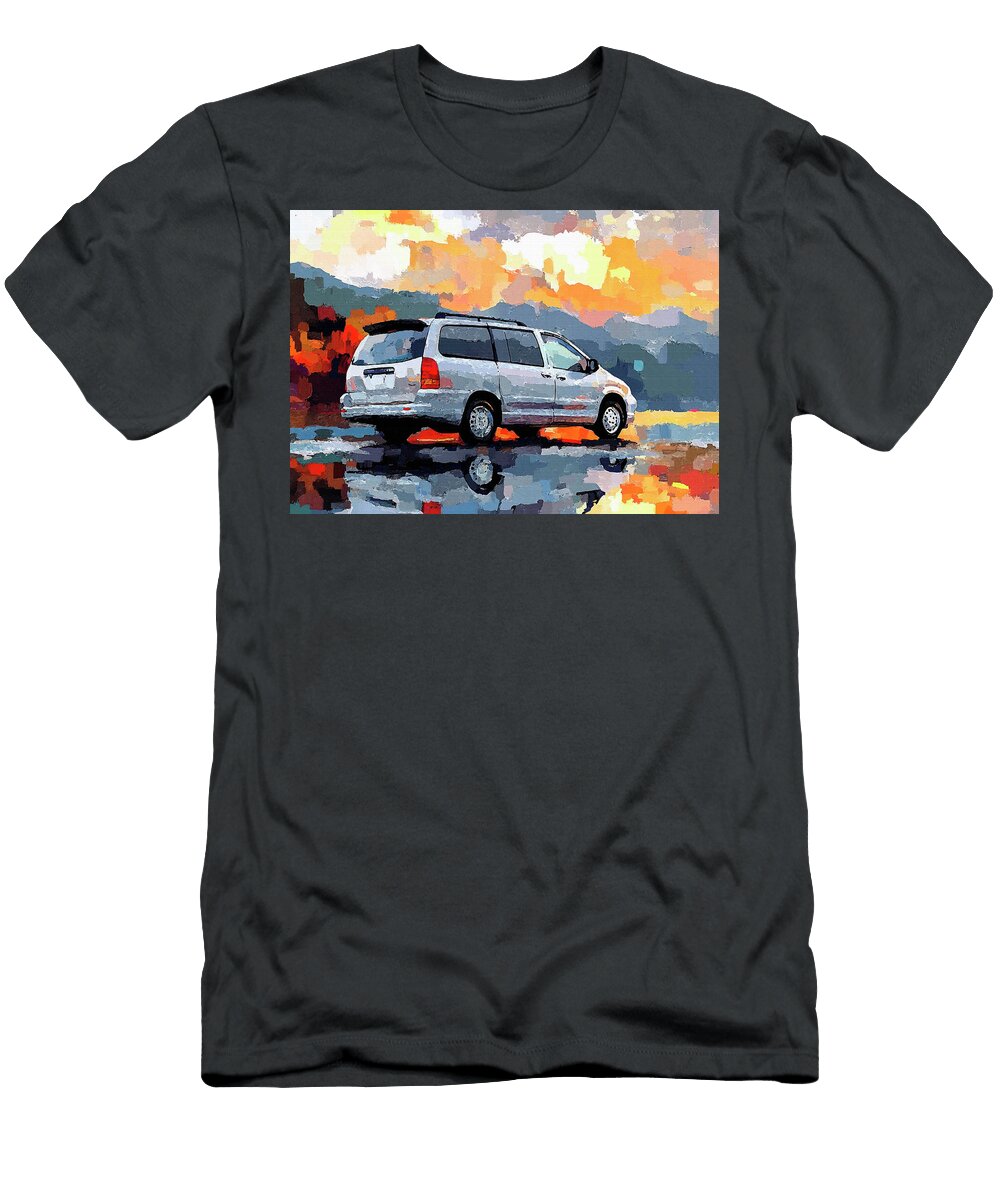 Toyota Sienna 1997 Japan Minivan Silver Minivan At Sunset a Vivid Impressionist of a Famil Pollard Halle T-Shirt